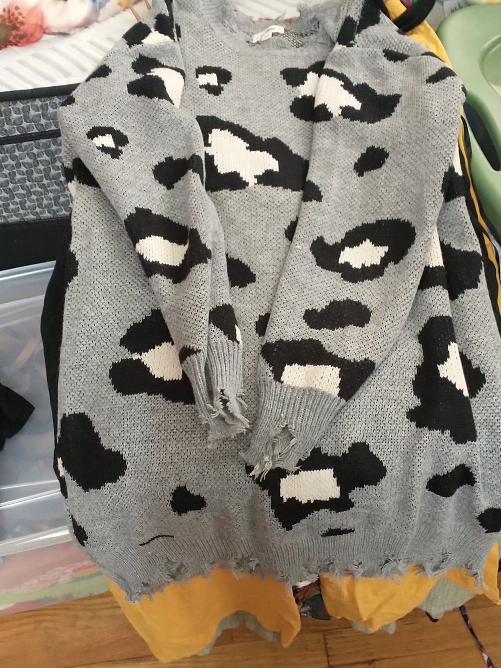 Distressed Leopard Print sweater Dress